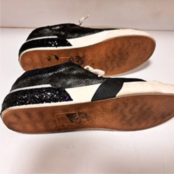 Black Dolce Vita Women's Zina Leather Metallic Gunmetal Sneaker - Like New Sz 10 - Picture 5 of 8